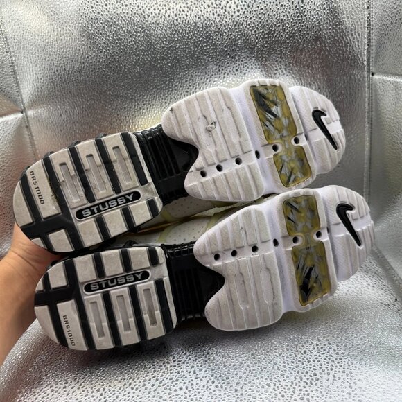 Size 9.5 Nike Air Zoom Spiridon Kukini x Stussy White Black Sneakers CJ9918-100 - Picture 11 of 14